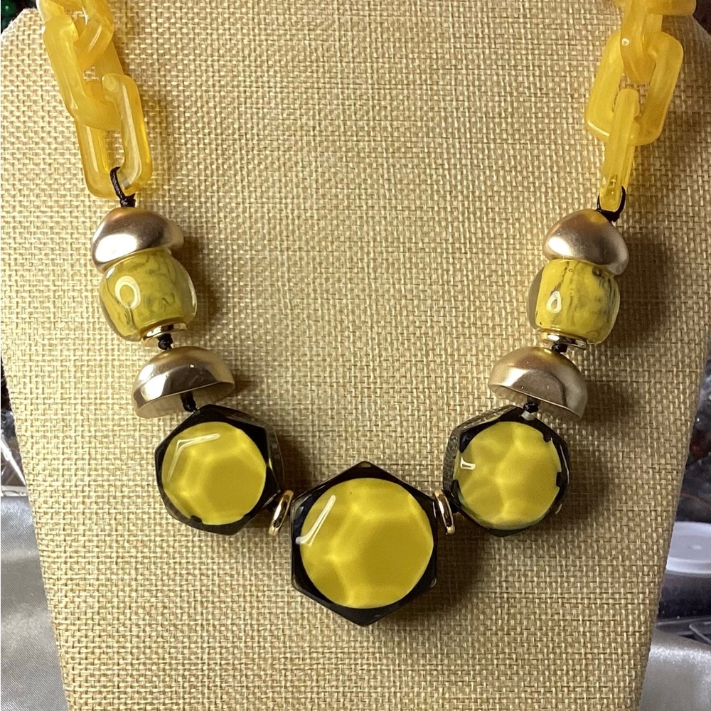 Oversized Luxury Beaded Yellow Black Necklace